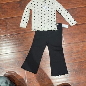 Polka Dot Top and Black Flare Pants Set gap size 18-24